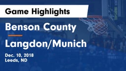 Benson County  vs Langdon/Munich Game Highlights - Dec. 10, 2018