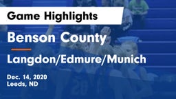Benson County  vs Langdon/Edmure/Munich  Game Highlights - Dec. 14, 2020