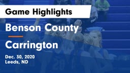 Benson County  vs Carrington  Game Highlights - Dec. 30, 2020