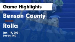 Benson County  vs Rolla  Game Highlights - Jan. 19, 2021