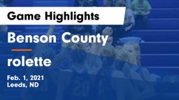 Benson County  vs rolette Game Highlights - Feb. 1, 2021