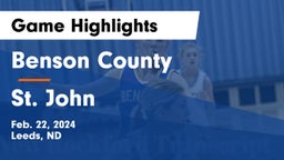 Benson County  vs St. John  Game Highlights - Feb. 22, 2024