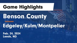 Benson County  vs Edgeley/Kulm/Montpelier Game Highlights - Feb. 24, 2024