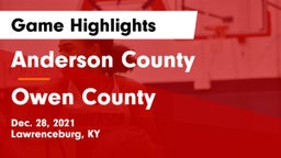 Anderson County  vs Owen County  Game Highlights - Dec. 28, 2021