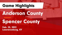 Anderson County  vs Spencer County  Game Highlights - Feb. 25, 2022