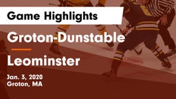 Groton-Dunstable  vs Leominster  Game Highlights - Jan. 3, 2020