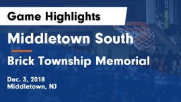 Middletown South  vs Brick Township Memorial  Game Highlights - Dec. 3, 2018