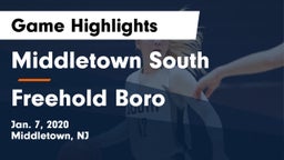 Middletown South  vs Freehold Boro  Game Highlights - Jan. 7, 2020