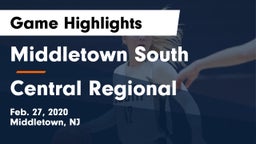 Middletown South  vs Central Regional  Game Highlights - Feb. 27, 2020