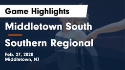 Middletown South  vs Southern Regional  Game Highlights - Feb. 27, 2020