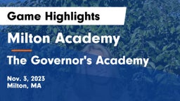 Milton Academy vs The Governor's Academy Game Highlights - Nov. 3, 2023