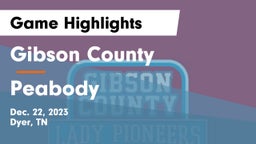 Gibson County  vs Peabody  Game Highlights - Dec. 22, 2023