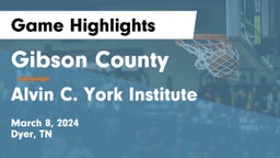 Gibson County  vs Alvin C. York Institute Game Highlights - March 8, 2024
