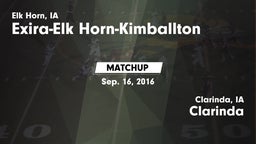 Matchup: Exira-Elk Horn-Kimba vs. Clarinda  2016