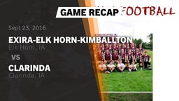 Recap: Exira-Elk Horn-Kimballton vs. Clarinda  2016