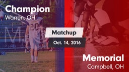 Matchup: Champion vs. Memorial  2016