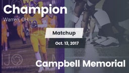Matchup: Champion vs. Campbell Memorial  2017