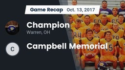 Recap: Champion  vs. Campbell Memorial  2017