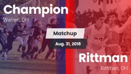 Matchup: Champion vs. Rittman  2018