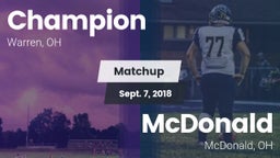 Matchup: Champion vs. McDonald  2018