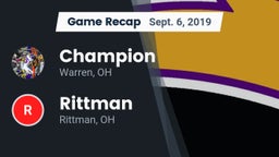 Recap: Champion  vs. Rittman  2019