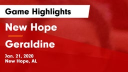New Hope  vs Geraldine Game Highlights - Jan. 21, 2020