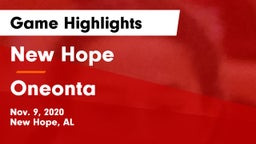New Hope  vs Oneonta  Game Highlights - Nov. 9, 2020