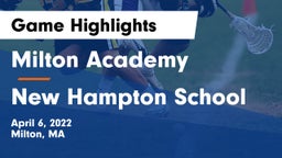 Milton Academy vs New Hampton School  Game Highlights - April 6, 2022