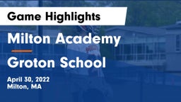 Milton Academy vs Groton School  Game Highlights - April 30, 2022