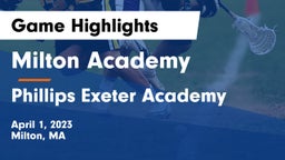 Milton Academy vs Phillips Exeter Academy  Game Highlights - April 1, 2023