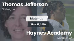 Matchup: Thomas Jefferson Aca vs. Haynes Academy  2020