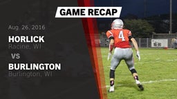 Recap: Horlick  vs. Burlington  2016