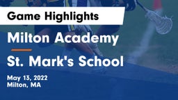 Milton Academy vs St. Mark's School Game Highlights - May 13, 2022