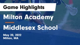 Milton Academy vs Middlesex School Game Highlights - May 20, 2022