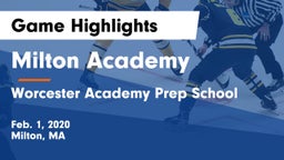 Milton Academy vs Worcester Academy Prep School Game Highlights - Feb. 1, 2020