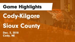 Cody-Kilgore  vs Sioux County  Game Highlights - Dec. 3, 2018