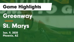 Greenway  vs St. Marys  Game Highlights - Jan. 9, 2020