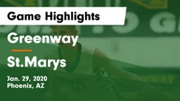 Greenway  vs St.Marys  Game Highlights - Jan. 29, 2020