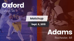 Matchup: Oxford vs. Adams  2019