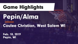 Pepin/Alma  vs Coulee Christian, West Salem WI Game Highlights - Feb. 18, 2019