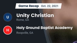 Recap: Unity Christian  vs. Holy Ground Baptist Academy  2021