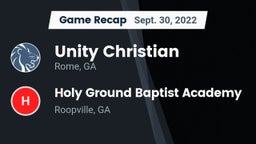 Recap: Unity Christian  vs. Holy Ground Baptist Academy  2022