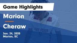 Marion  vs Cheraw  Game Highlights - Jan. 24, 2020