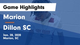 Marion  vs Dillon SC Game Highlights - Jan. 28, 2020