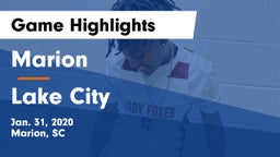 Marion  vs Lake City  Game Highlights - Jan. 31, 2020