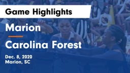 Marion  vs Carolina Forest  Game Highlights - Dec. 8, 2020