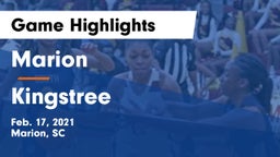Marion  vs Kingstree Game Highlights - Feb. 17, 2021