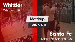 Matchup: Whittier vs. Santa Fe  2016