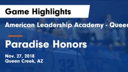 American Leadership Academy - Queen Creek vs Paradise Honors Game Highlights - Nov. 27, 2018