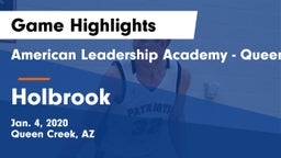 American Leadership Academy - Queen Creek vs Holbrook  Game Highlights - Jan. 4, 2020